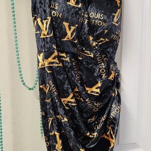 Louis Vuitton One Shoulder Dress - Black and Gold